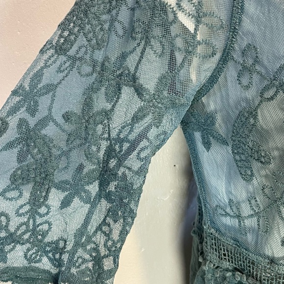 #0220 Set of 2 Lace V-Neck Tunic Dress/Swimsuit Cover Up in Purple and Teal - Picture 11 of 11